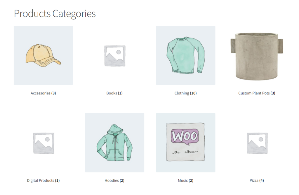 product categories shortcode