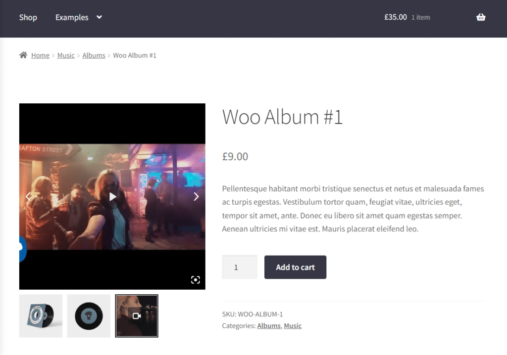 Video image gallery WooCommerce