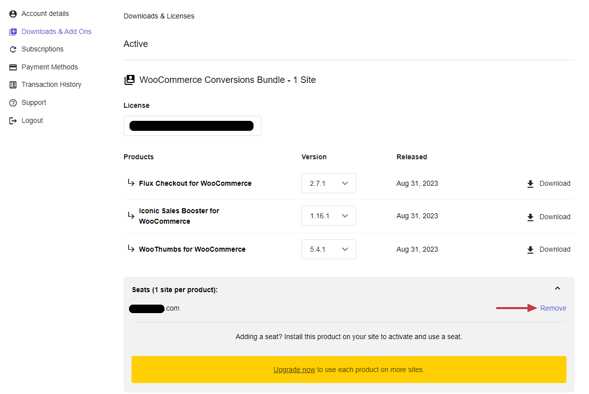 remove a license iconic