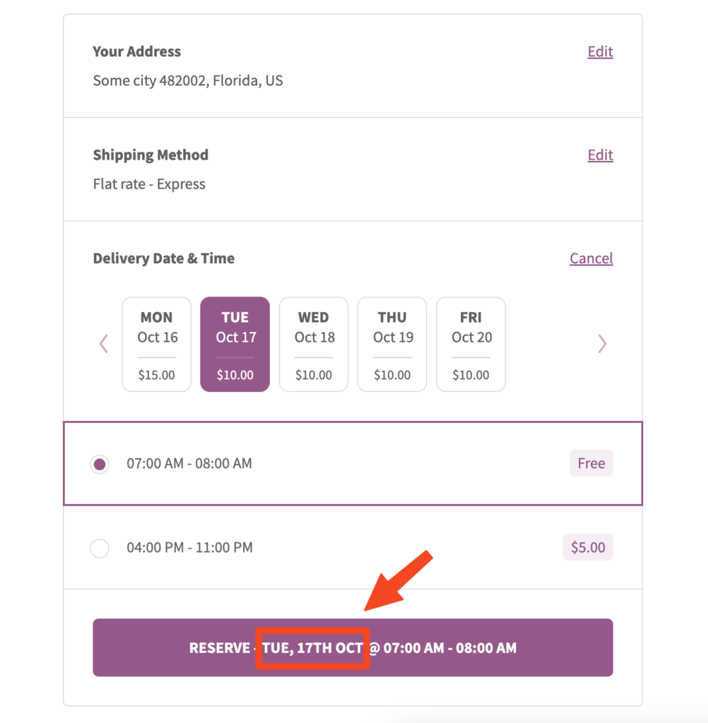 date format reservation table