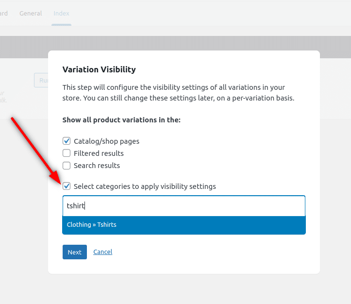 show single variations by category