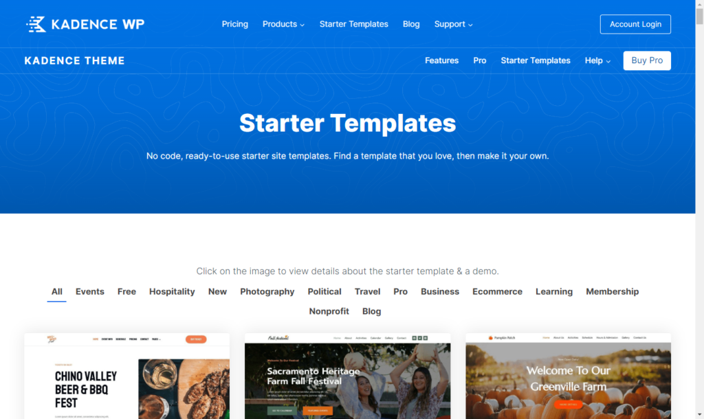 kadence starter wordpress themes