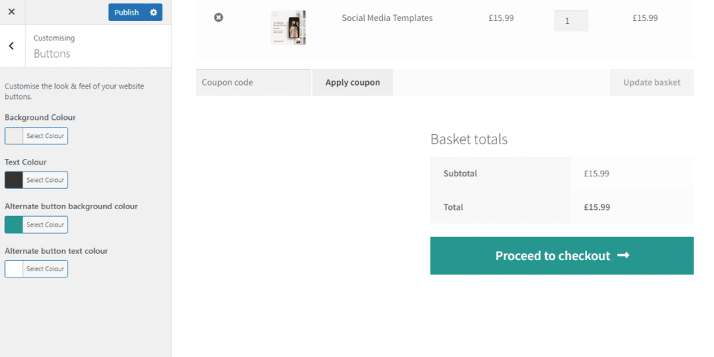 change cart button colours
