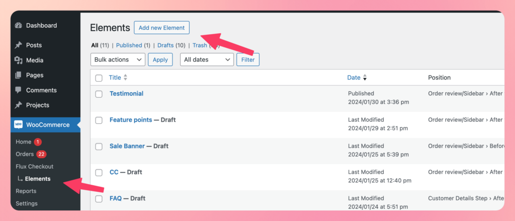 add new flux element