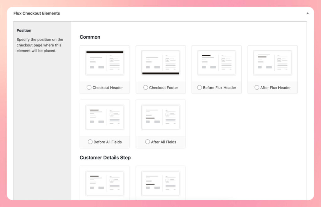 Flux elements positions