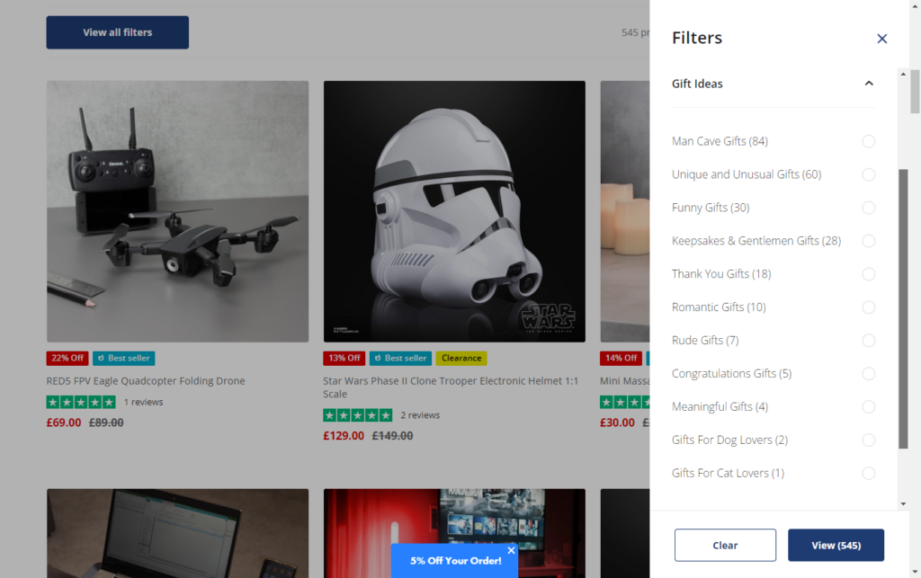 menkind gift filters