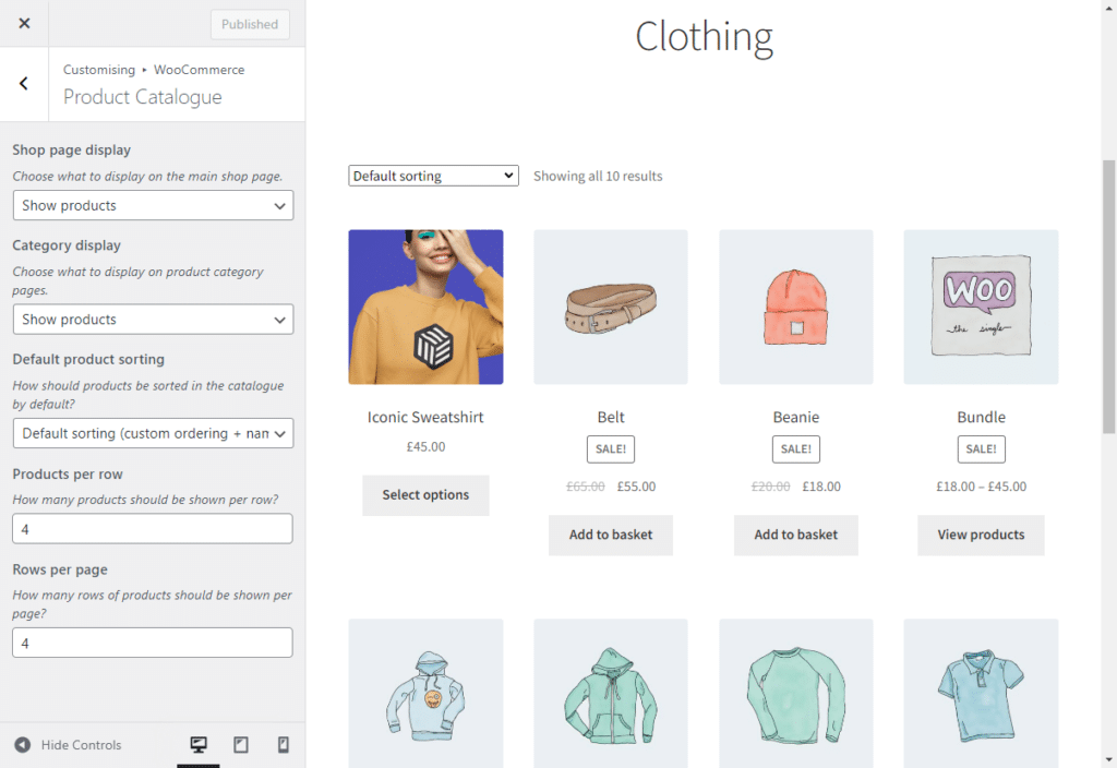 product catalog wordpress customizer
