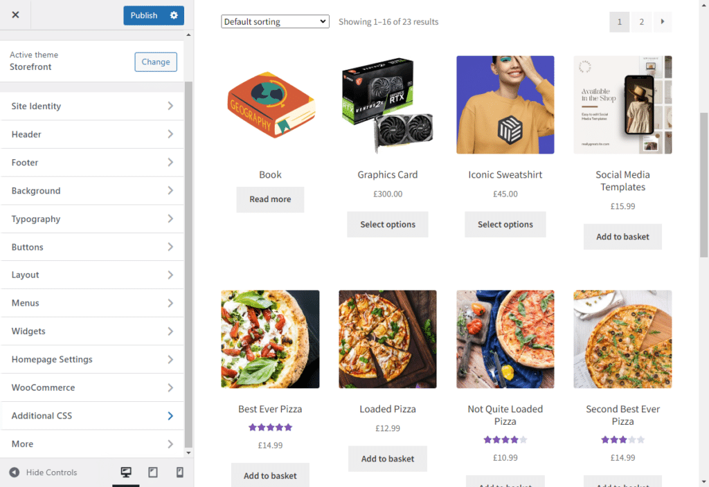 storefront woocommerce customizer