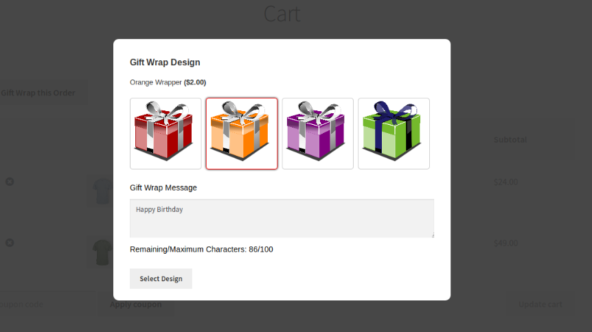 gift wrap for woocommerce