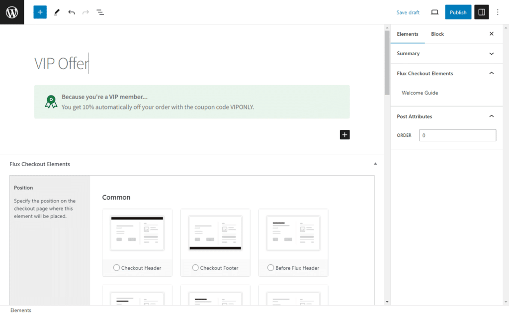 conditional element VIP