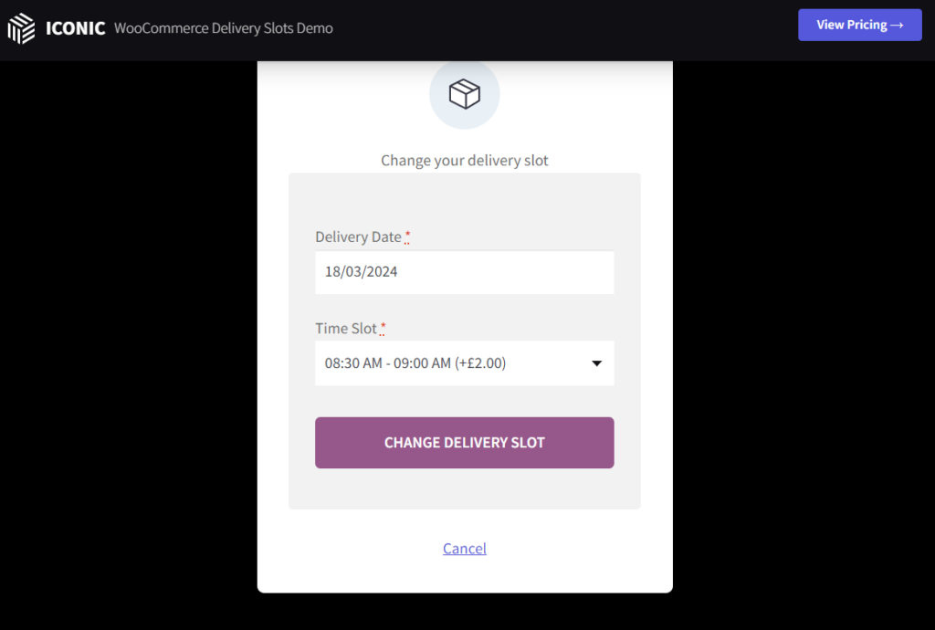 change delivery slot customer time slot